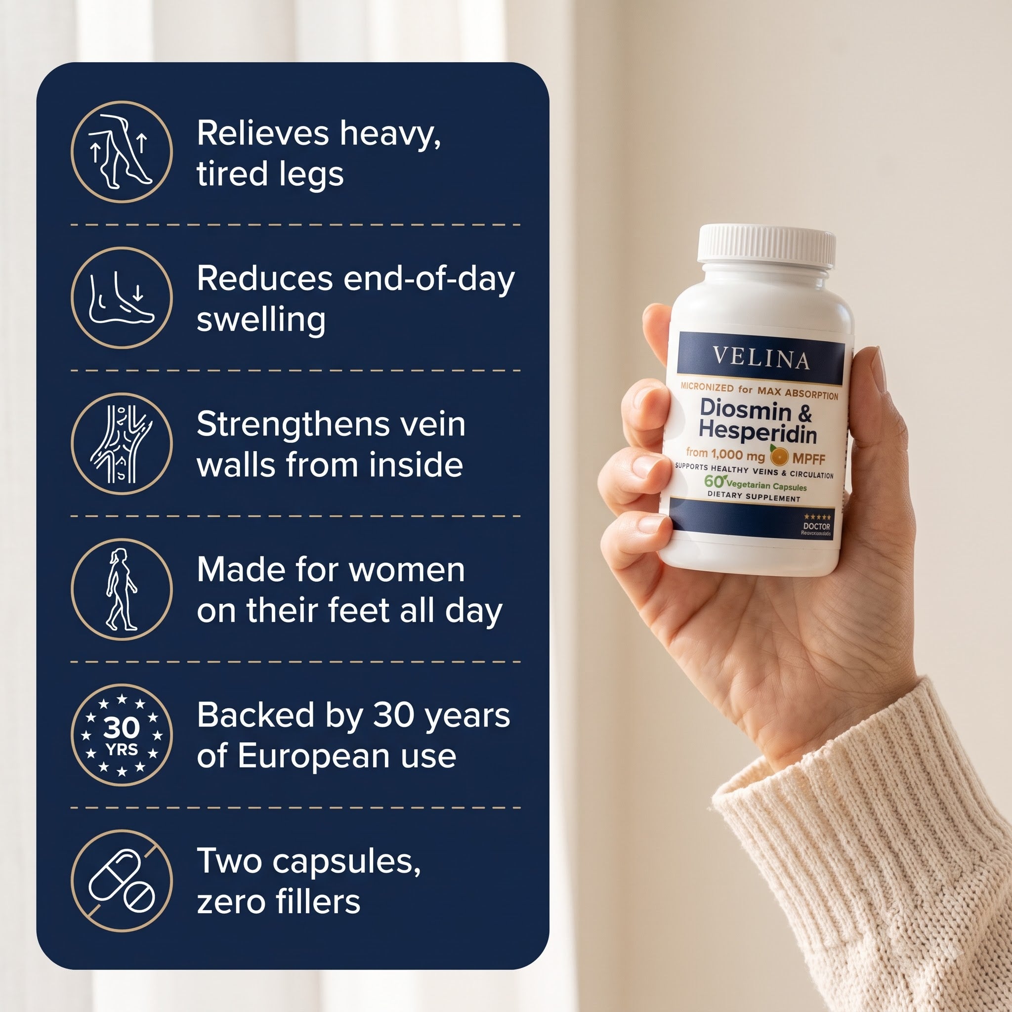 Micronized Diosmin & Hesperidin — For Legs That Feel Lighter